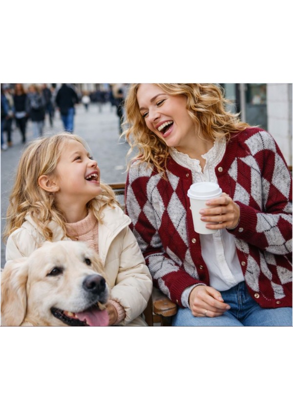 Chaqueta punto rombos granate