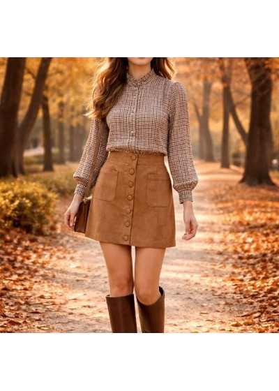 Falda corta bolsillos y...