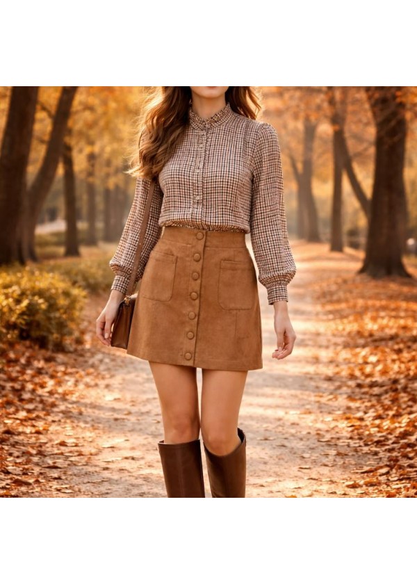 Camisa volante cuadro pequeño