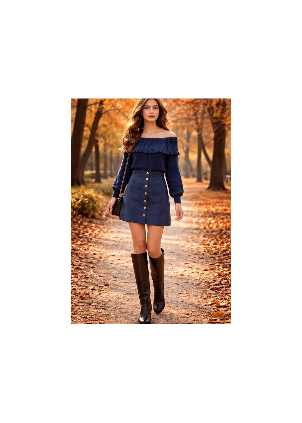Falda antelina bolsillos azul marino
