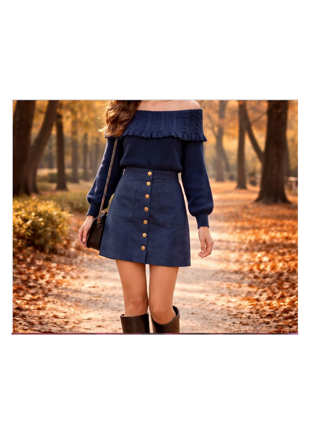 Jersey cuello bardot con cenefa azul marino