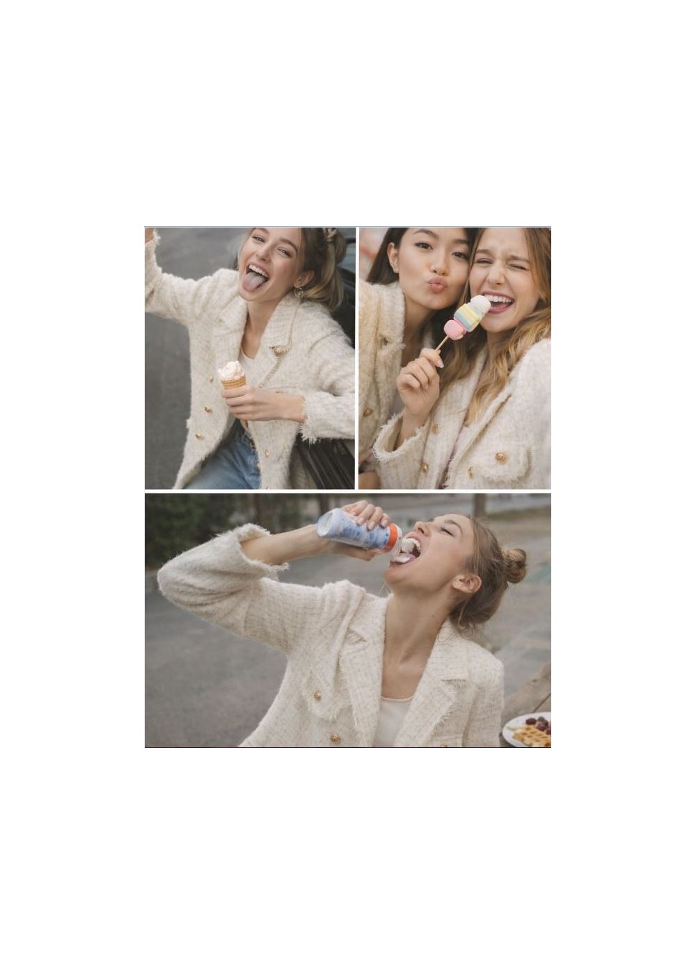 Chaqueta Chanel larga arena