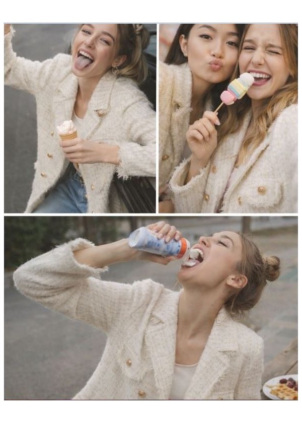 Chaqueta Chanel larga arena