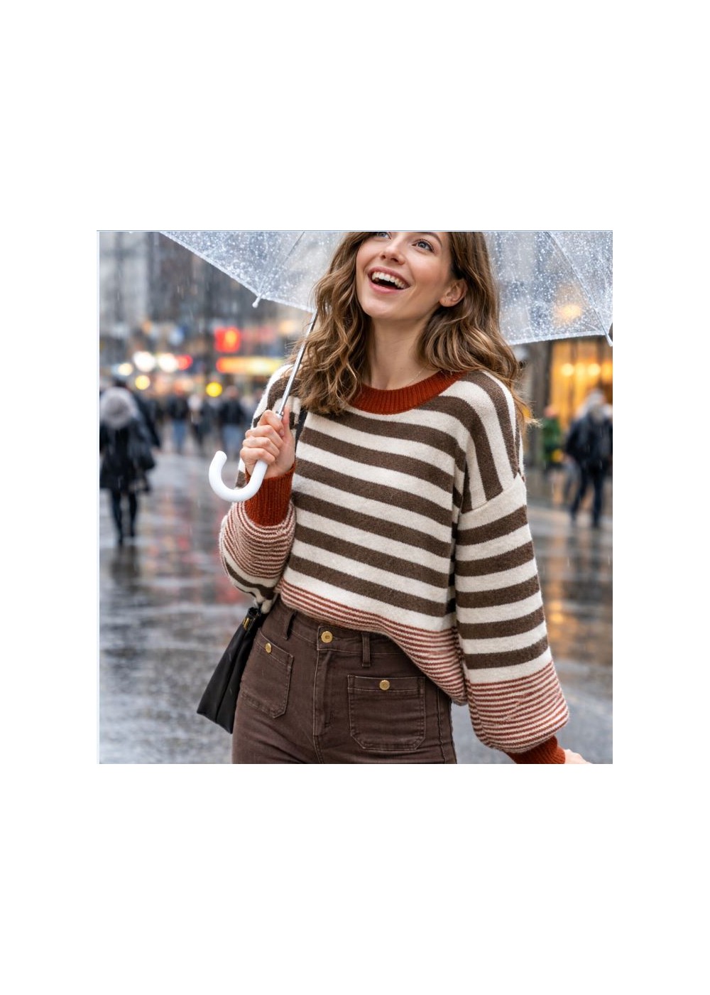 Jersey raya ancha contraste cenefa raya fina Choco