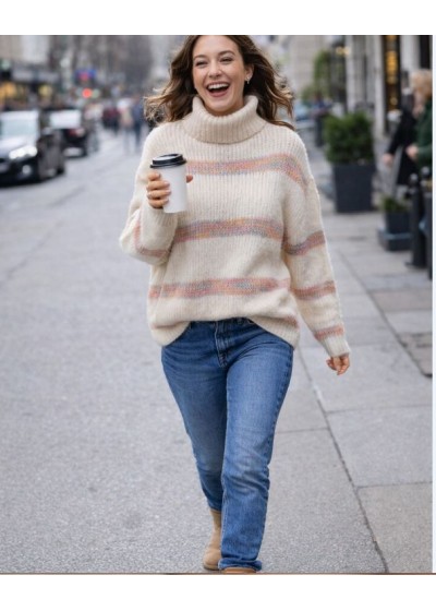 Jersey cuello cisne beis...