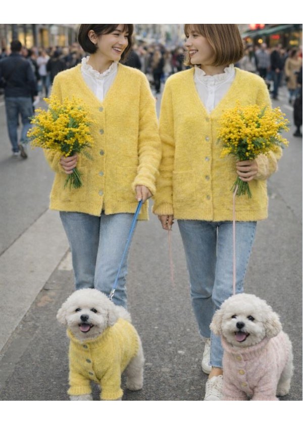 Chaqueta rizo blanca/amarillo