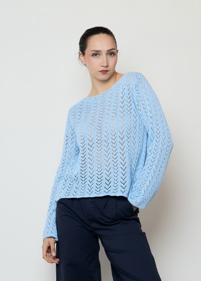 Jersey cuello barco calado espica manga larga