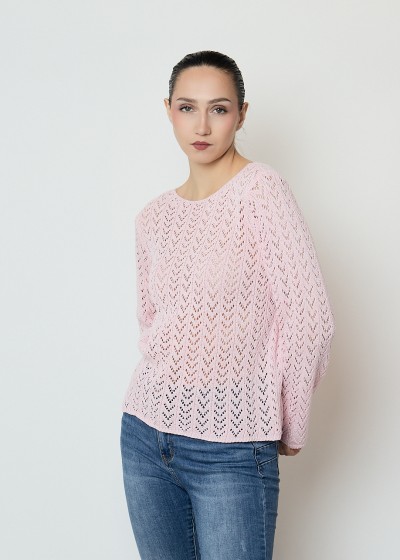 Jersey cuello barco calado espica manga larga