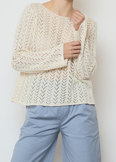 Jersey cuello barco calado espica manga larga