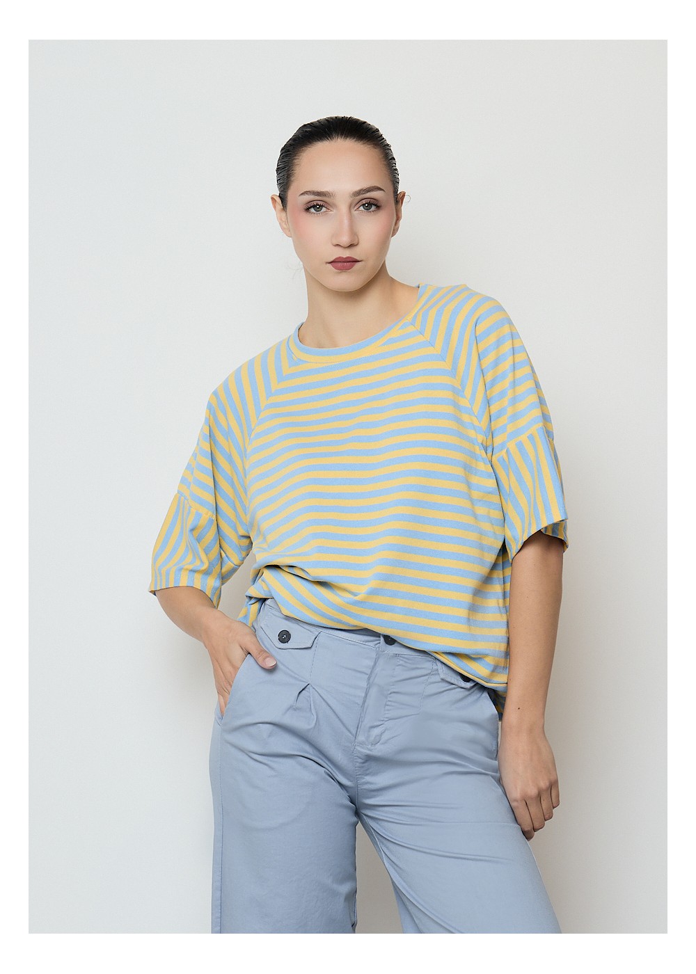 Camiseta rayas combinada manga japo
