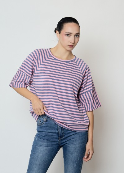 Camiseta rayas combinada manga japo