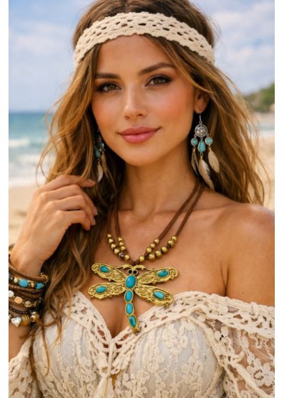 Collar libelula azul