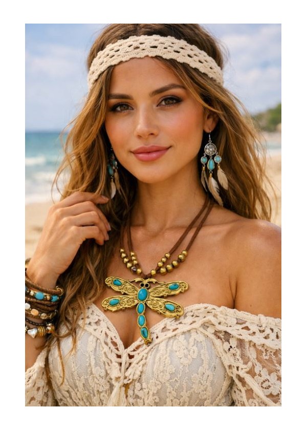 Collar libelula azul