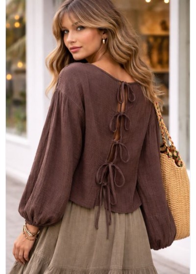 Camisa manga larga lazos