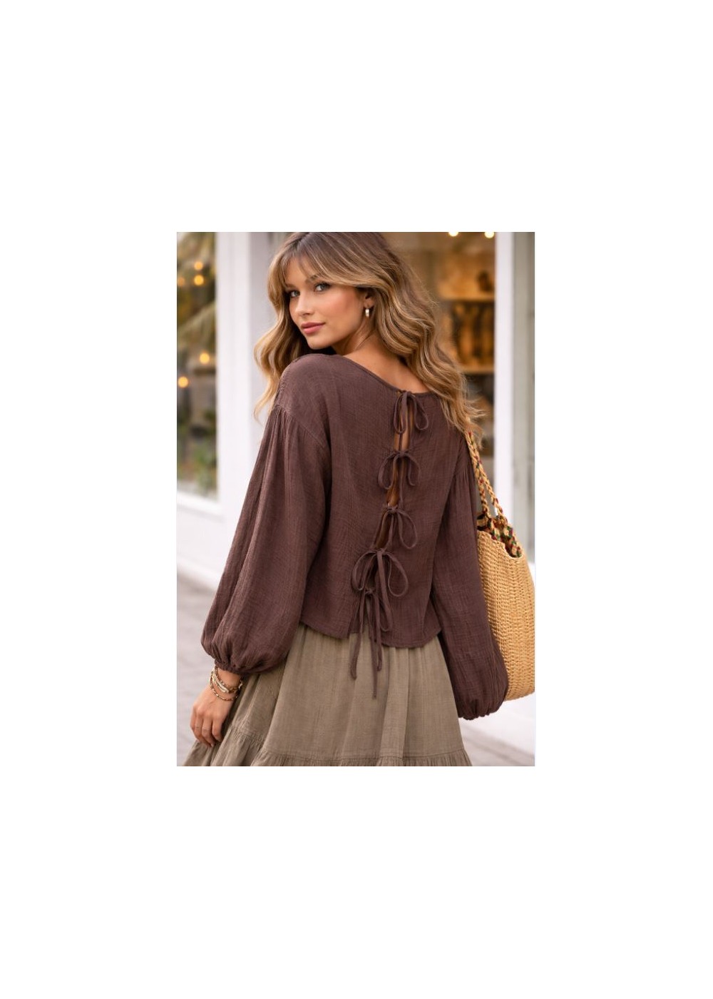 Camisa manga larga lazos