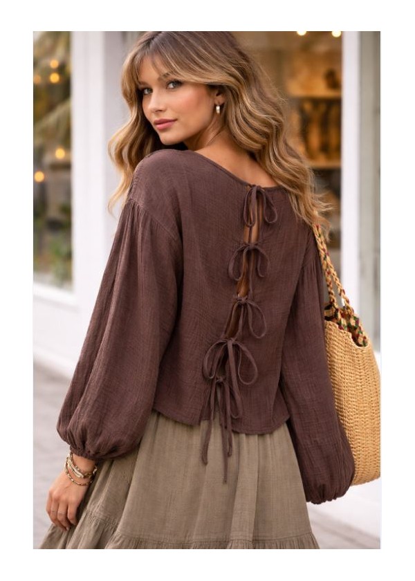 Camisa manga larga lazos