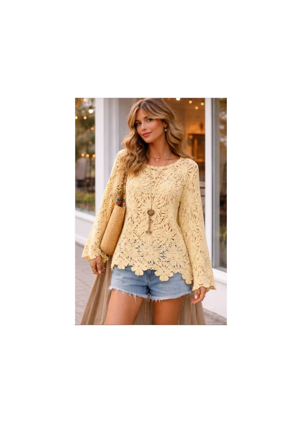 Jersey calado crochet botón trasero