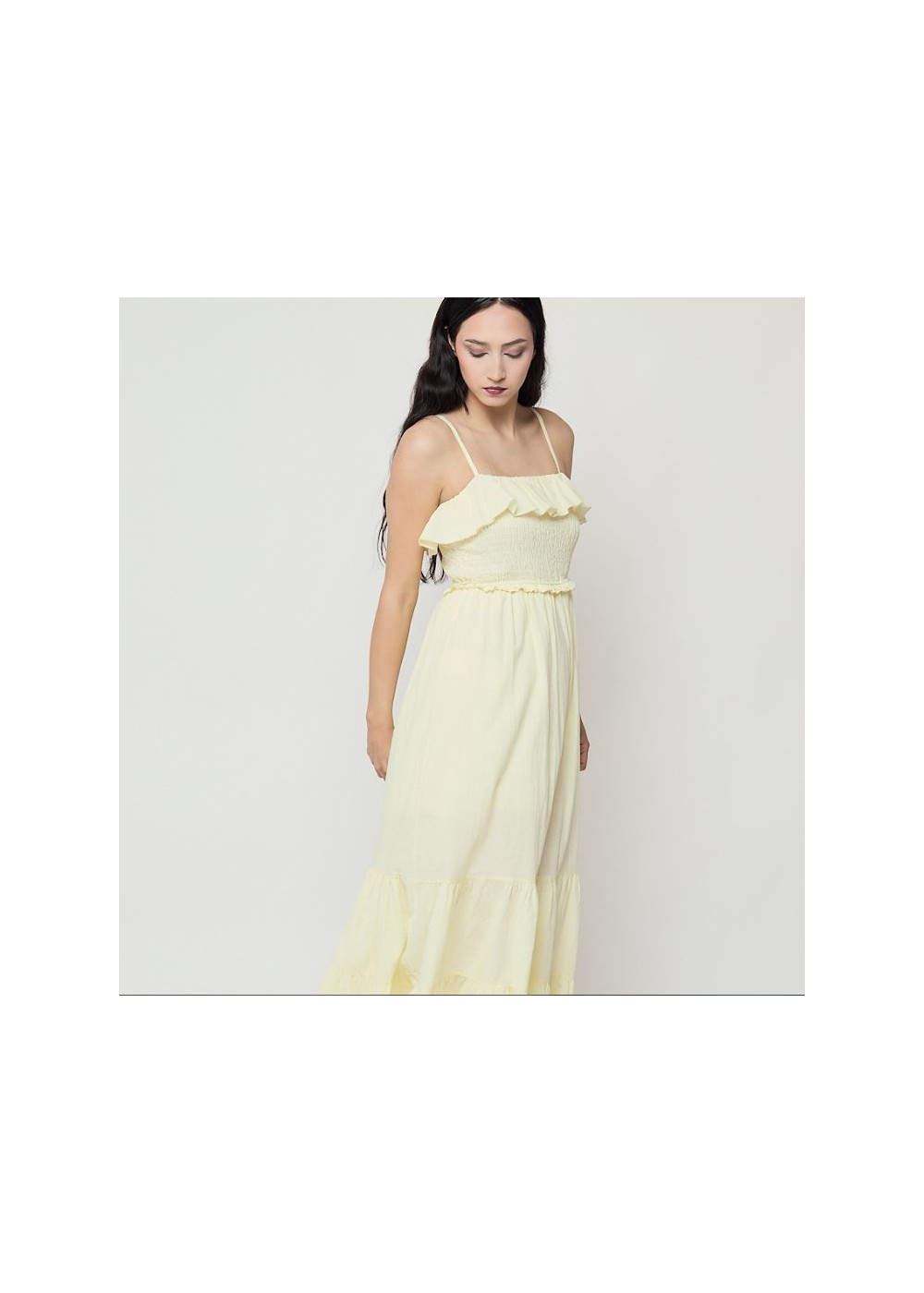 Vestido volantes  nido de abeja con forro