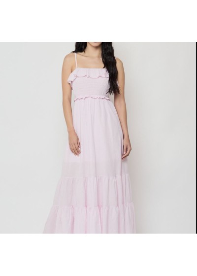 Vestido volantes  nido de abeja con forro