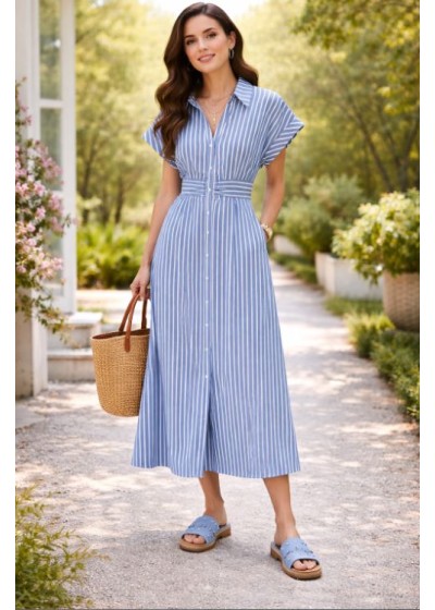 Vestido camisero rayas...