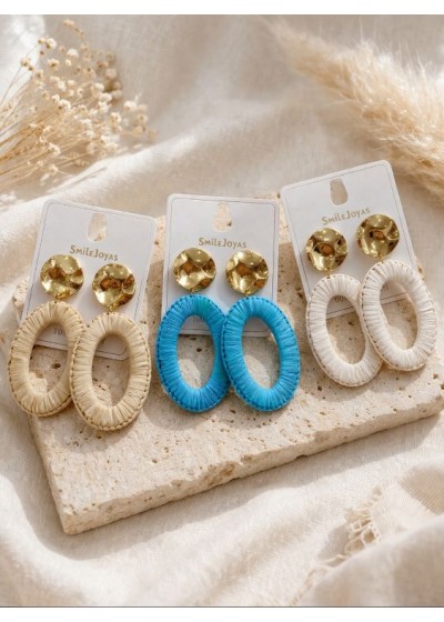 Pendiente aro colores rafia...