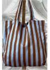 Tote bag rayas AZUL CHOCO (Botón y bolsillo)