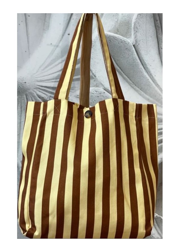 Tote bag raya AMARILLO CHOCO (bolsillo botón)