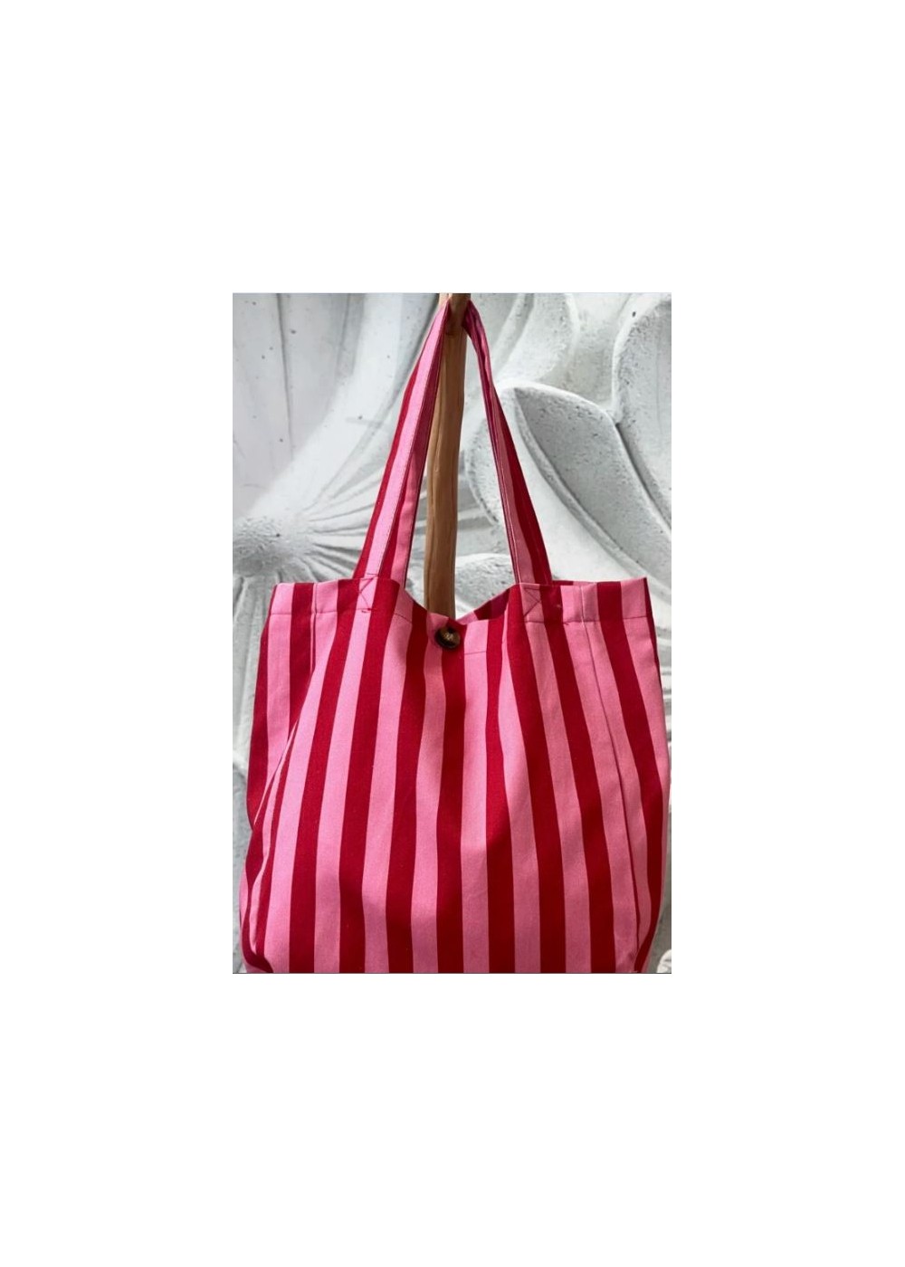 Tote bag raya TOMATE ROSA (bolsillo-botón)