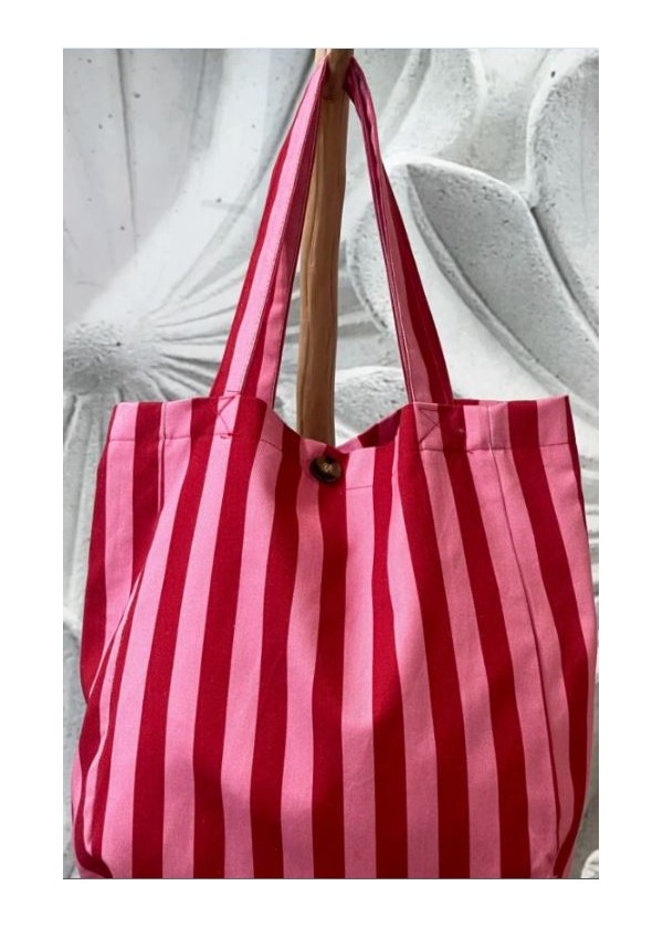 Tote bag raya TOMATE ROSA (bolsillo-botón)