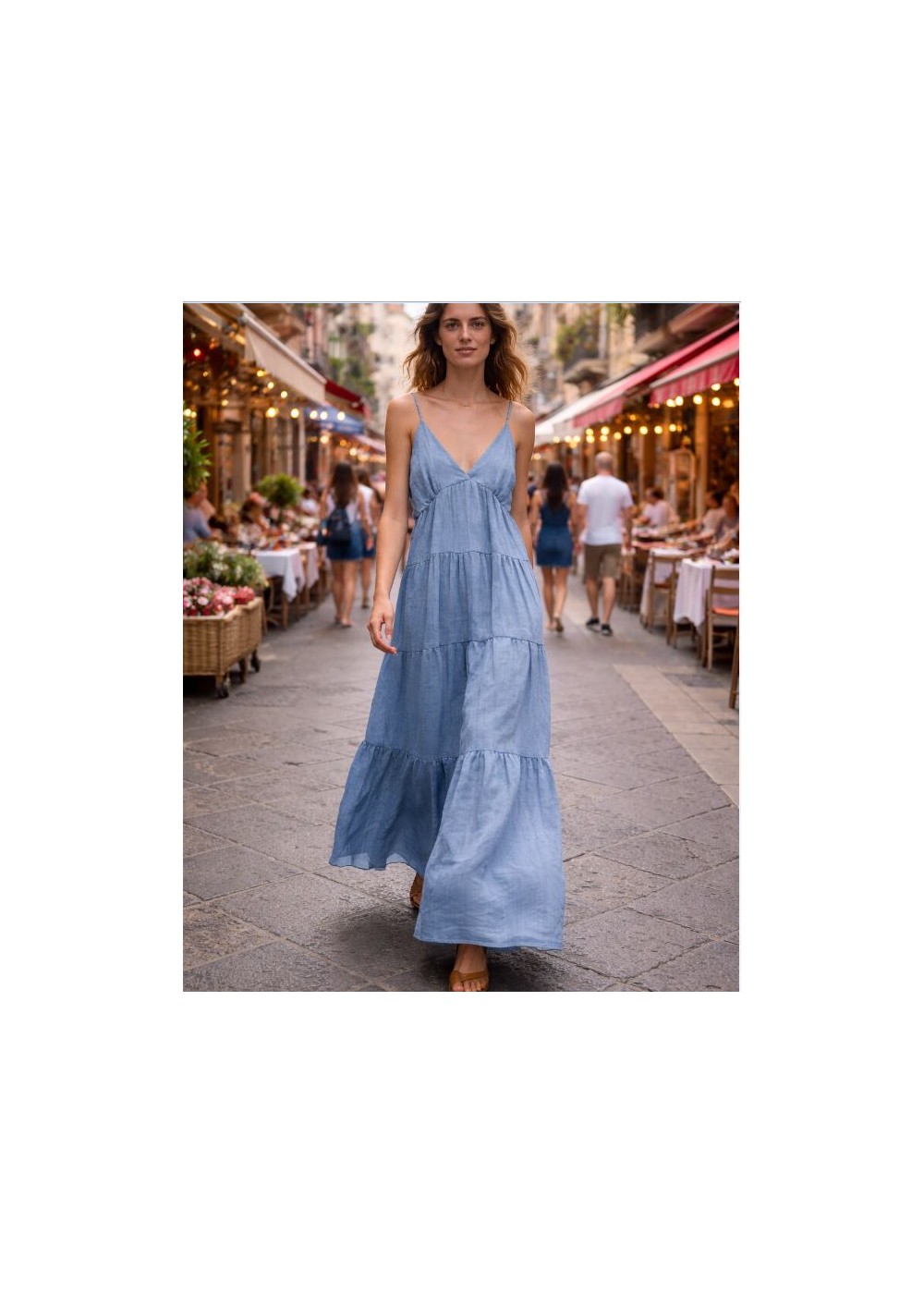 Vestido largo tirante forro