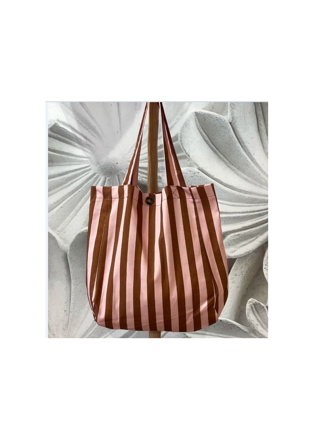 Tote bag raya ROSA CHOCO  (bolsillo botón)