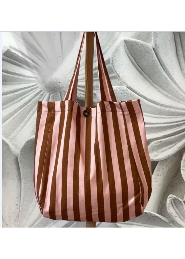 Tote bag raya ROSA CHOCO  (bolsillo botón)
