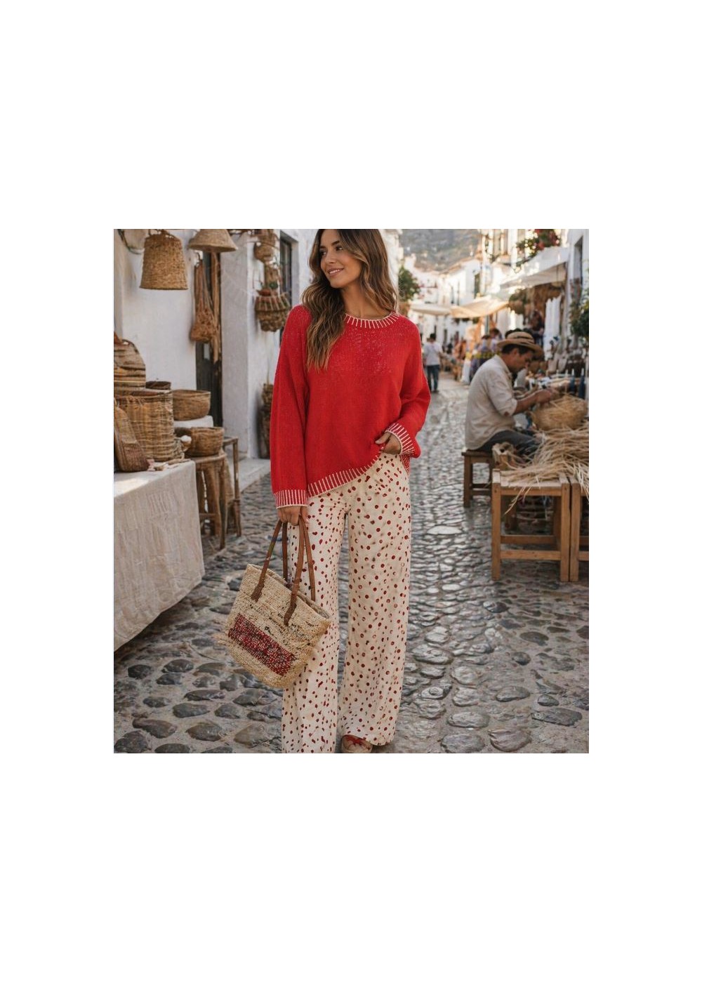 Jersey perle cuello barco manga japonesa