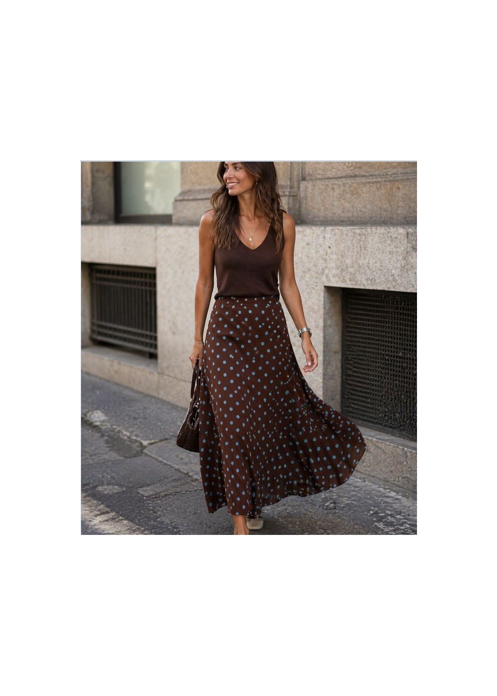 Falda punto seda lunares combinados