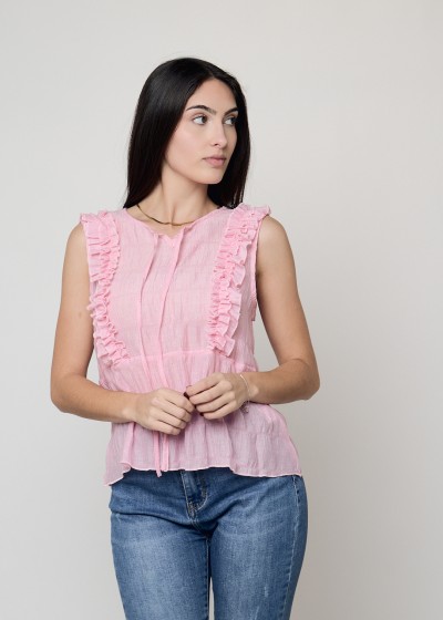 Blusa volantes transparencias