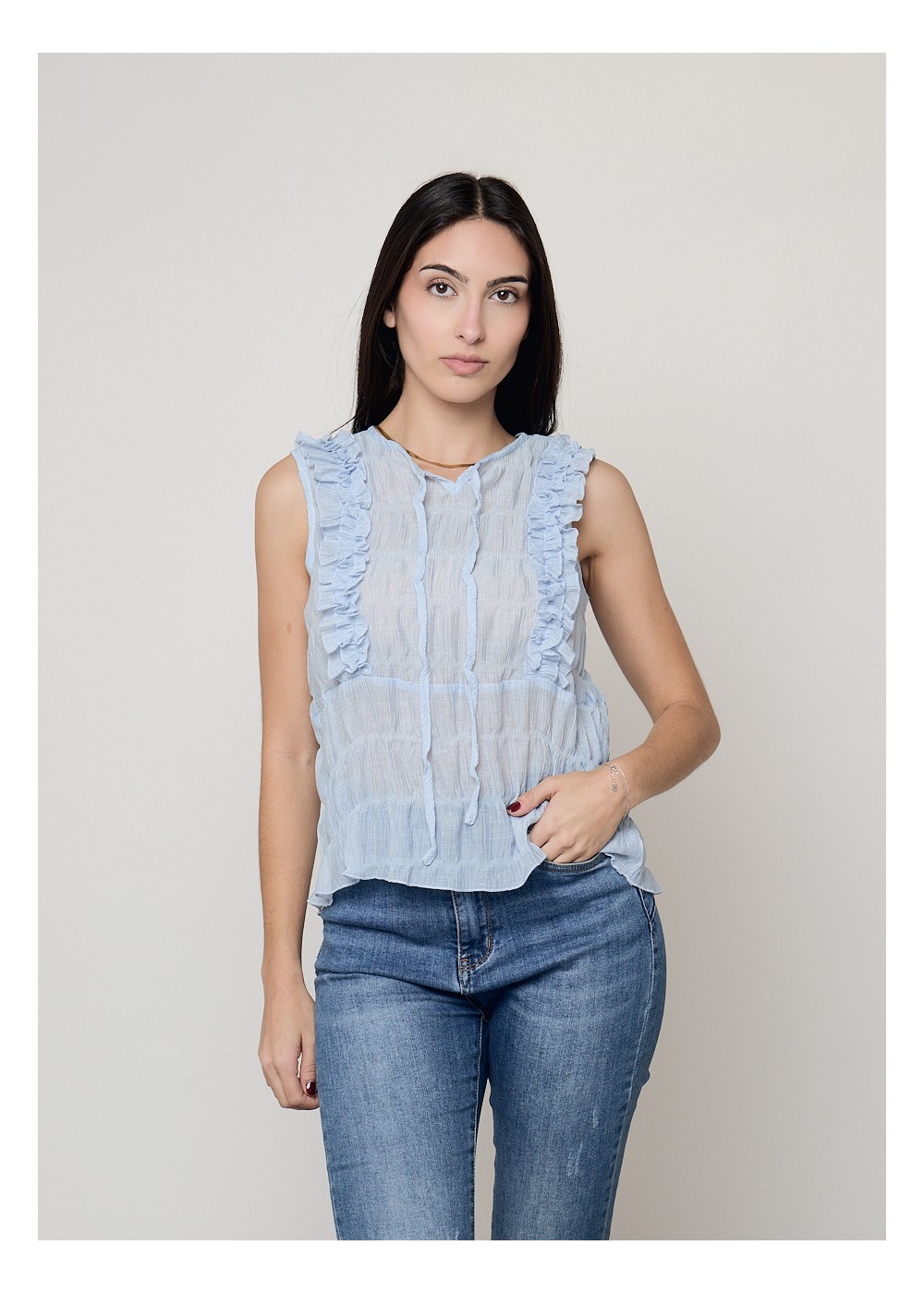 Blusa volantes transparencias
