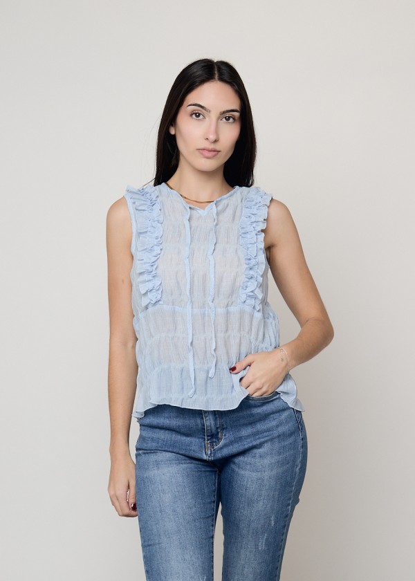 Blusa volantes transparencias