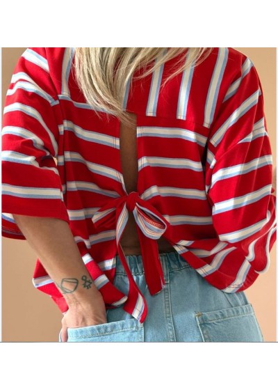 Sudadera roja rayas y lazo...
