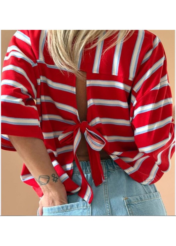 Sudadera roja rayas y lazo espalda