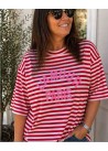 Camiseta manga francesa L´amour paris tomate-rosa