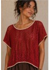Jersey calado rojo  ribete beis