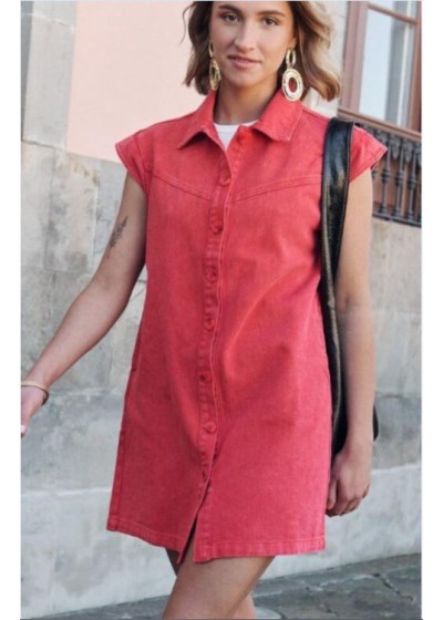 Vestido vaquero corto rojo...