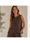 Blusa chocolate lunares azul celeste