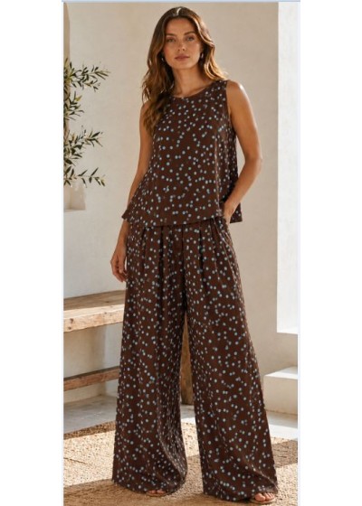 Pantalón choco goma cintura lunares