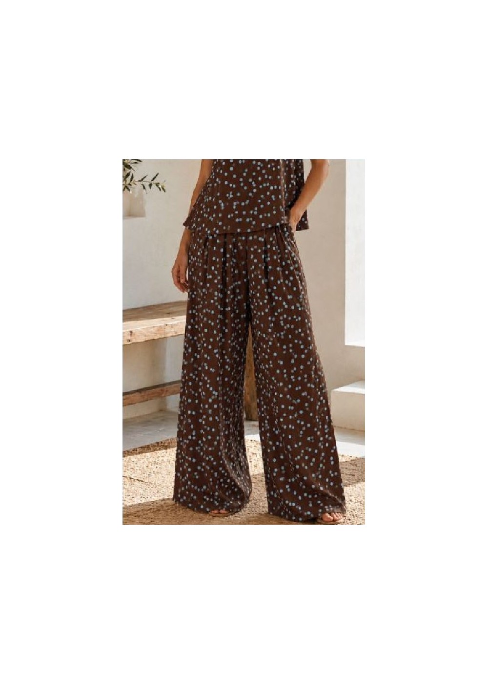 Pantalón choco goma cintura lunares
