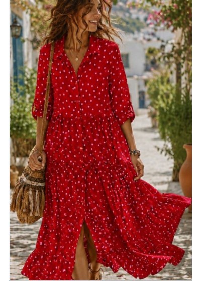Vestido volantes largo...