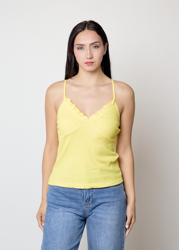 Top tirante volante algodón amarillo