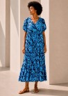 Vestido largo manga corta abullonada azul