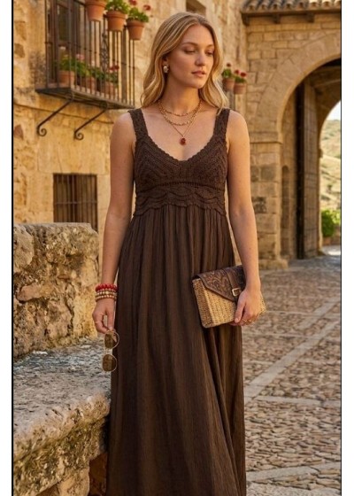 Vestido chochet  chocolate