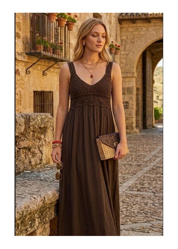 Vestido chochet  chocolate